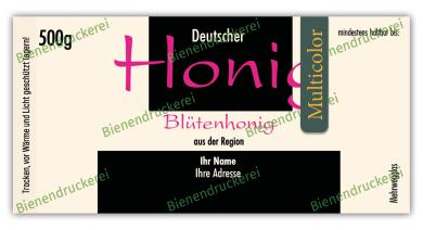 Artikelbild des Artikels “Honigglas Etikett Motiv 015 - Multicolor 500g Twist-Off Nassleim“