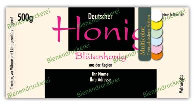 Artikelbild des Artikels “Honigglas Etikett Motiv 015 - Multicolor 500g Twist-Off Nassleim“
