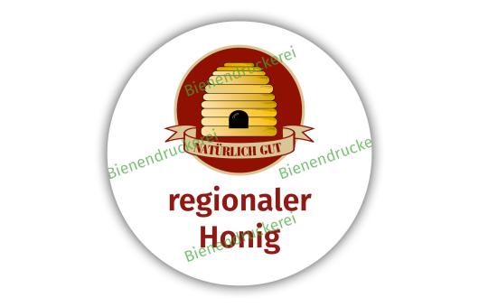 Deckeletikett 0928 "Regionaler Honig & Bienenkorb" 