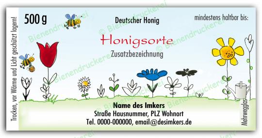 Honigglas Etikett Motiv 021 500g Twist-Off | 500