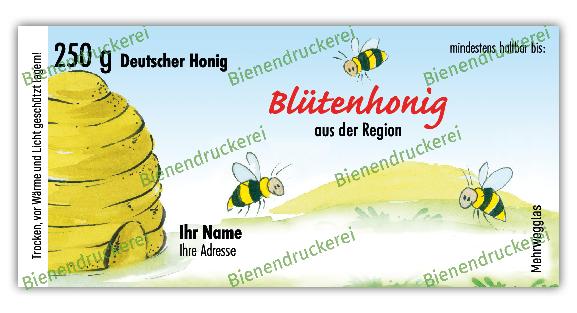 Artikelbild 1 des Artikels “Honigglas Etikett Motiv 025 250g klassisch Nassleim“