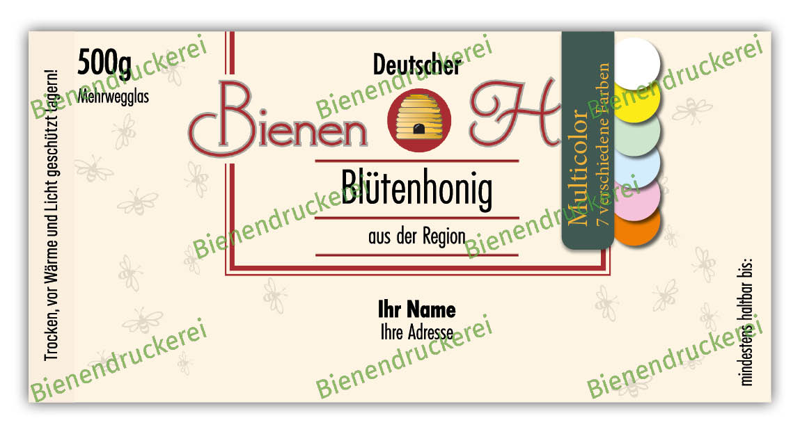 Artikelbild 1 des Artikels “Honigglas Etikett Motiv 190 - Multicolor “