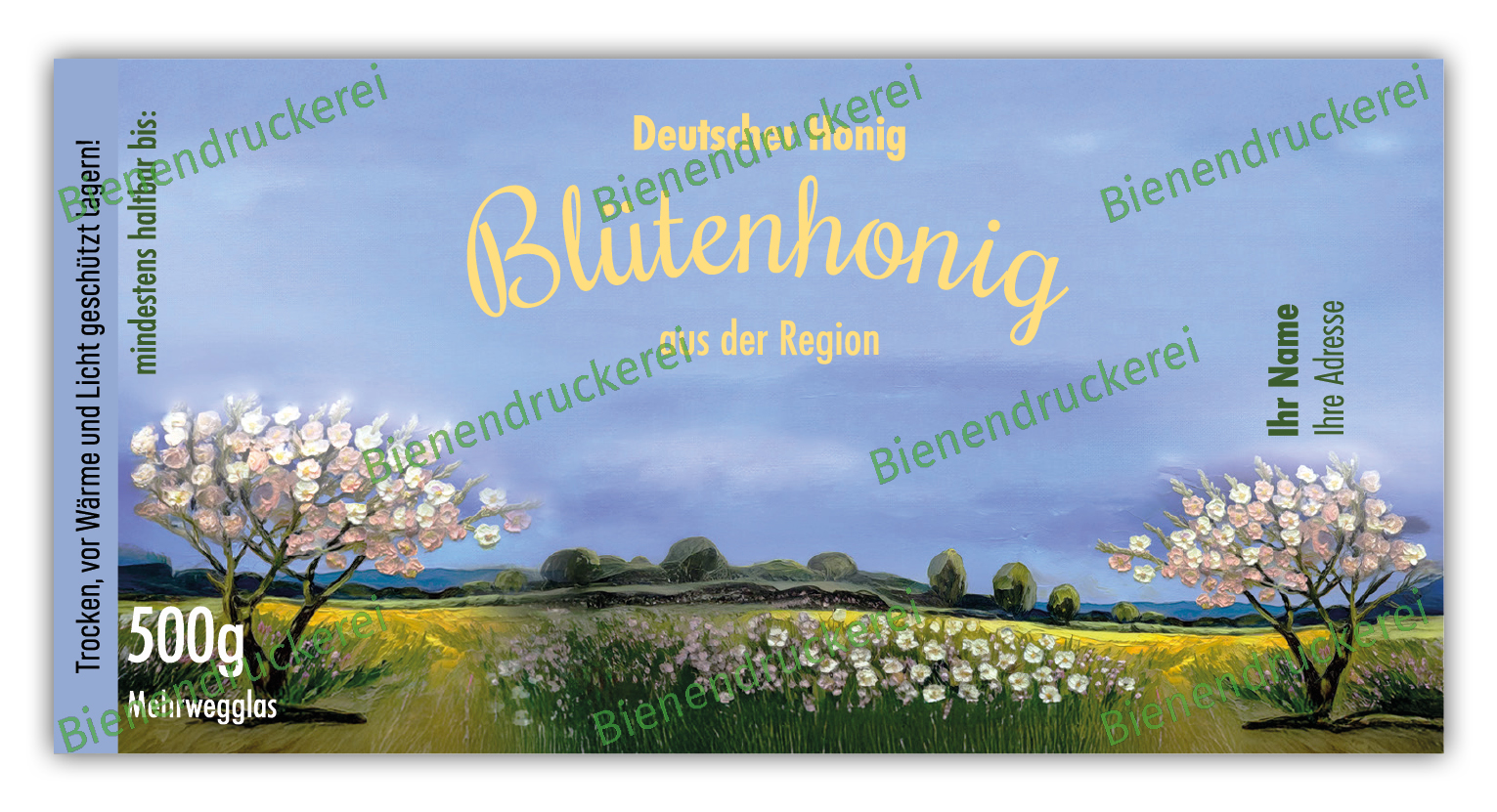 Artikelbild 1 des Artikels “Honigglas Etikett Motiv 355 500g klassisch Nassleim“