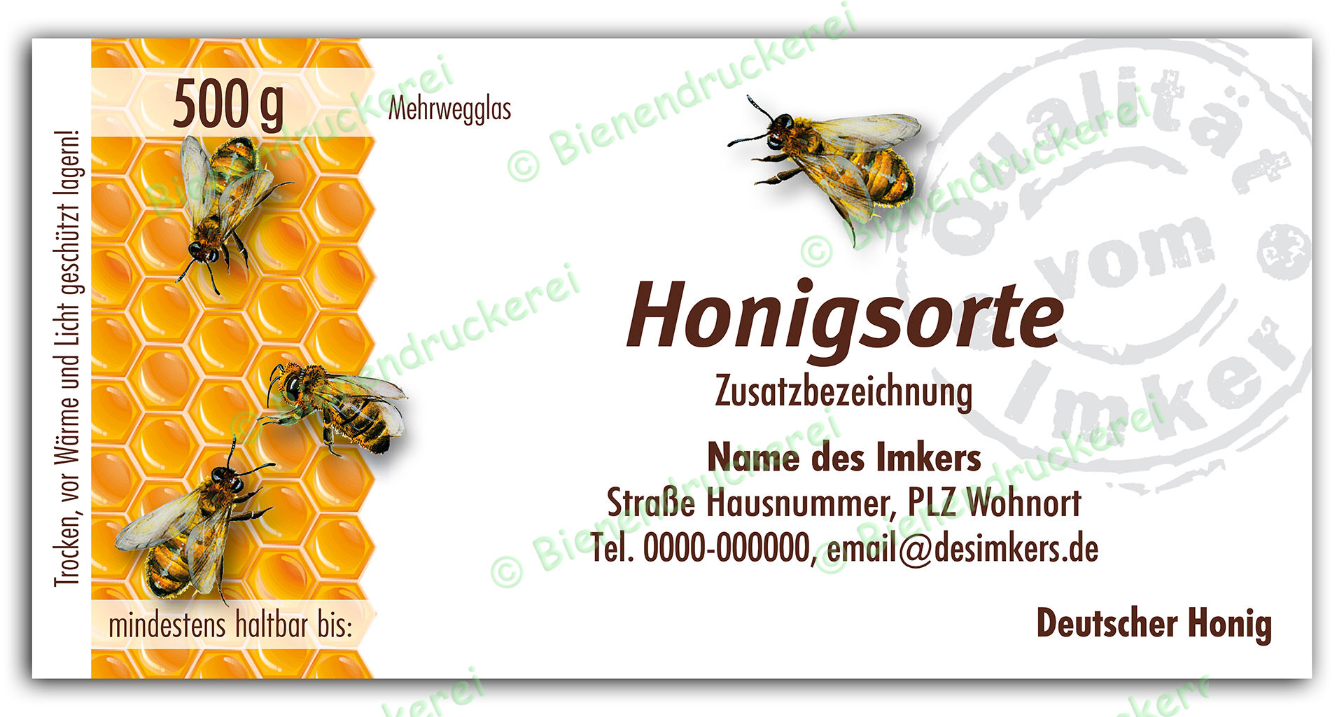 Bienendruckerei Honigglas Etikett Motiv 067