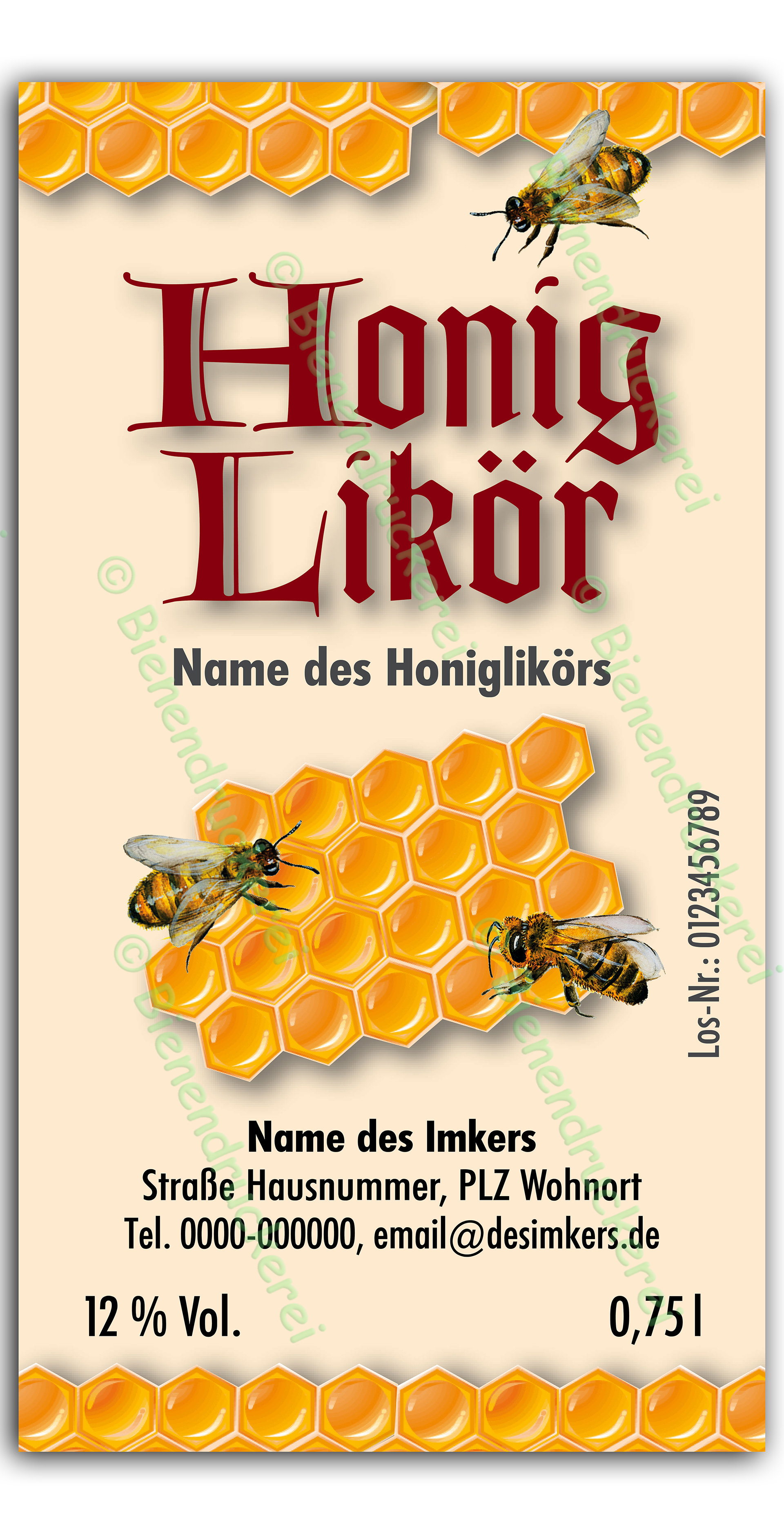 Bienendruckerei Honiglikor Etikett 1584